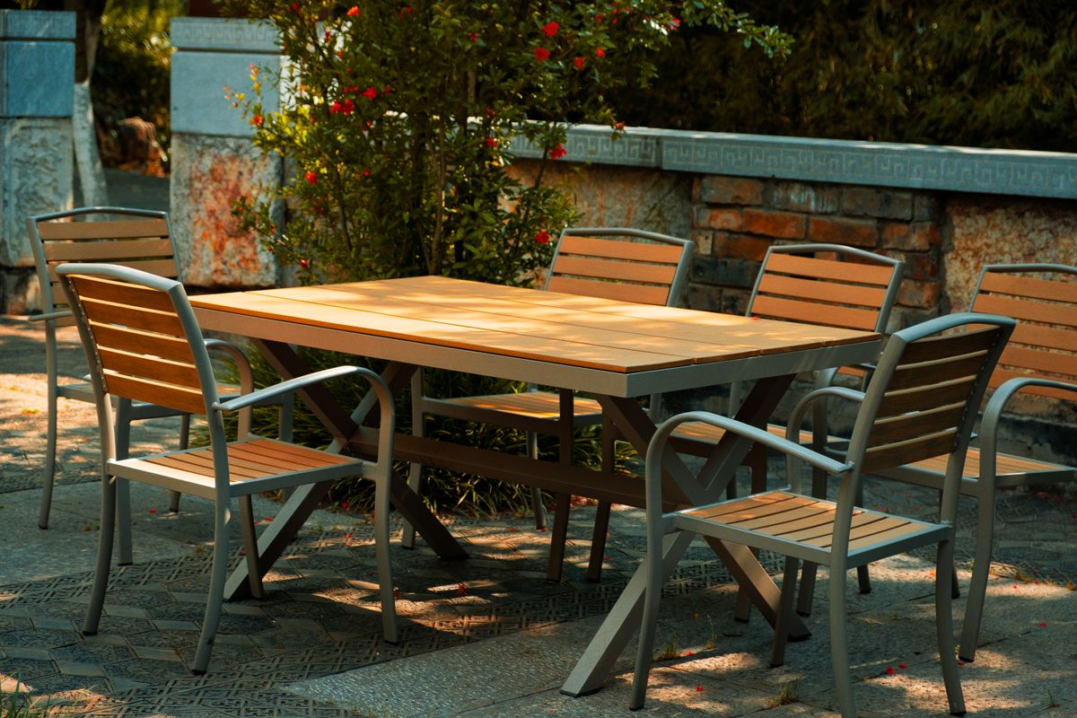 Wooden garden table and chairs