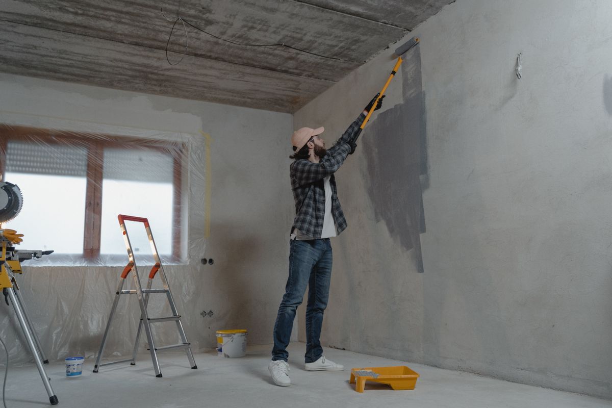 An interior wall being painted