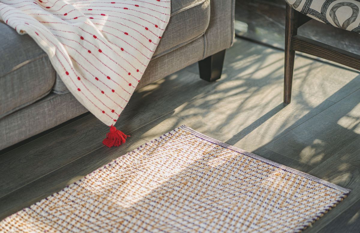Textured rug on a living room floor