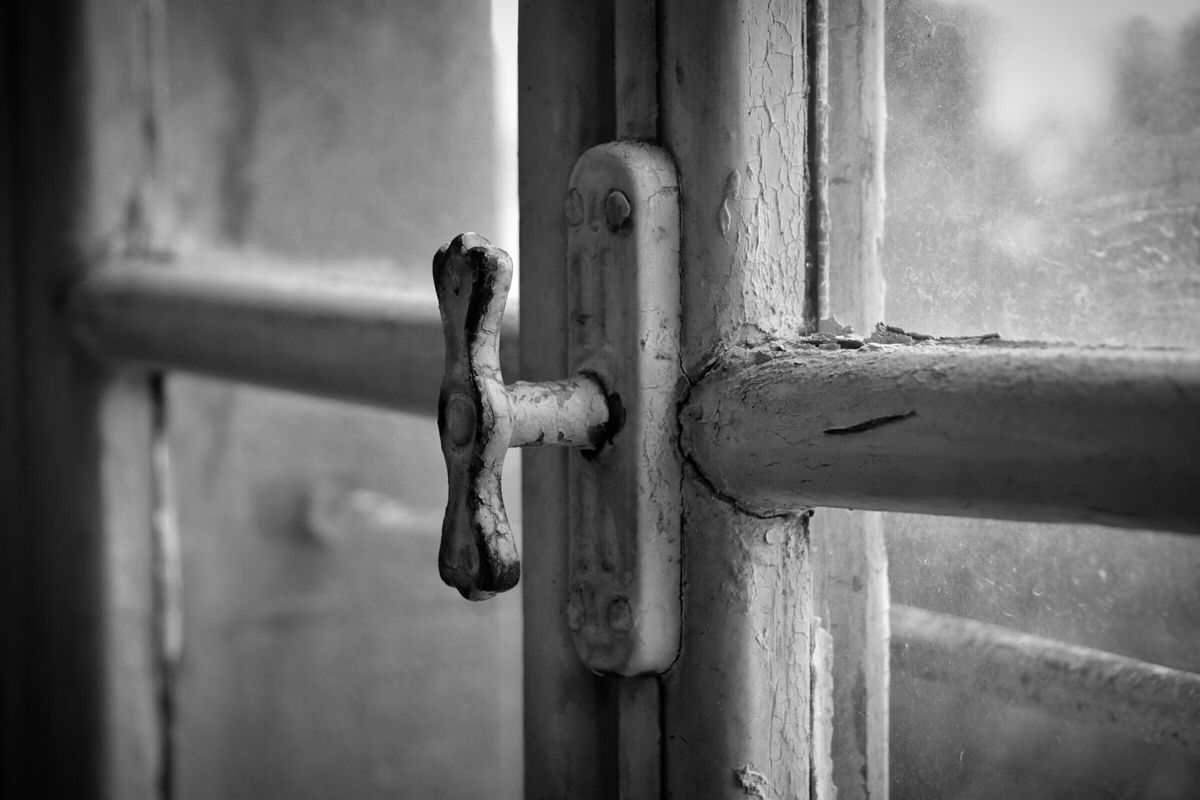Close-up of a window handle